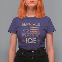 Stand With Ice T Shirt For Women Immigration Officers American Flag Border Patrol
