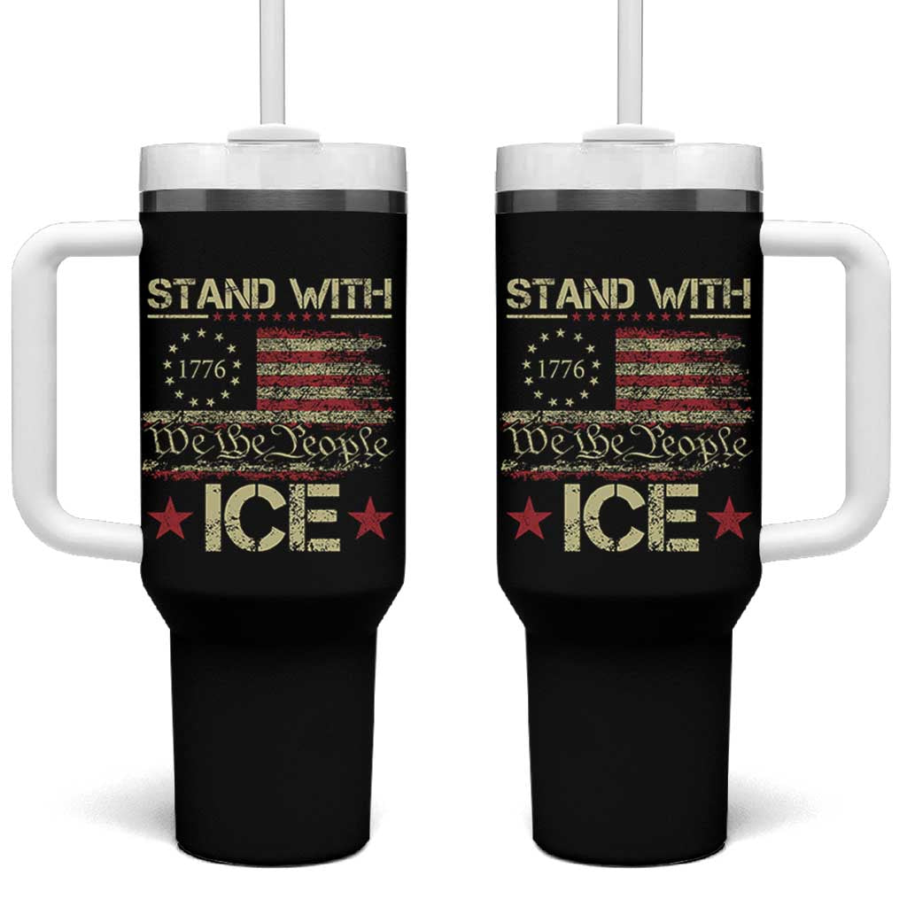 Stand With Ice Tumbler With Handle Immigration Officers American Flag Border Patrol