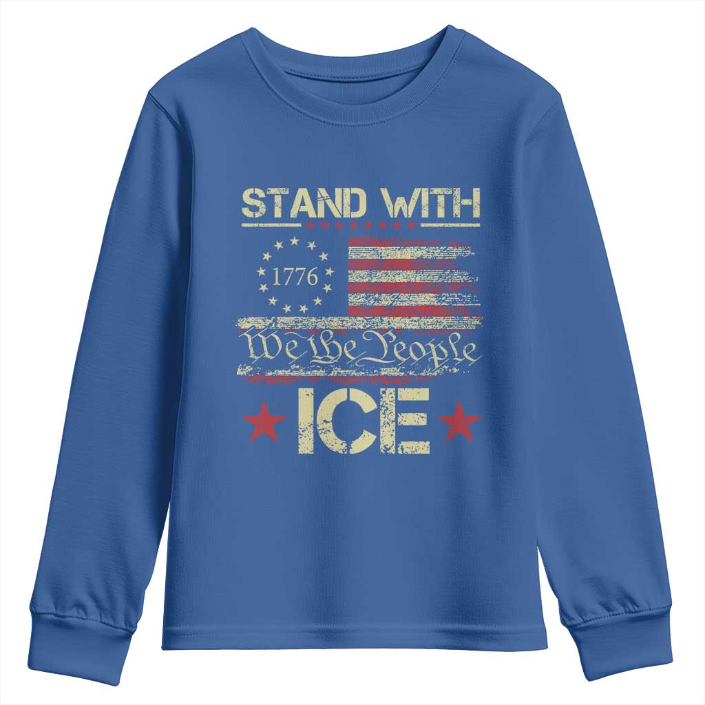 Stand With Ice Youth Sweatshirt Immigration Officers American Flag Border Patrol