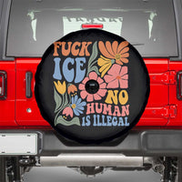 Fck Ice No Human Is Illegal Spare Tire Cover Immigration Rights Protest Rertro Floral