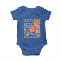 Fck Ice No Human Is Illegal Baby Onesie Immigration Rights Protest Rertro Floral