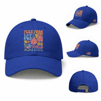 Fck Ice No Human Is Illegal Baseball Cap Immigration Rights Protest Rertro Floral