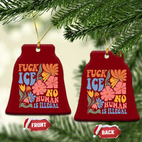 Fck Ice No Human Is Illegal Ceramic Ornament Immigration Rights Protest Rertro Floral