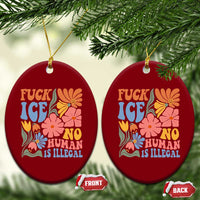 Fck Ice No Human Is Illegal Ceramic Ornament Immigration Rights Protest Rertro Floral