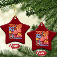 Fck Ice No Human Is Illegal Ceramic Ornament Immigration Rights Protest Rertro Floral