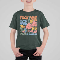 Fck Ice No Human Is Illegal T Shirt For Kid Immigration Rights Protest Rertro Floral