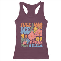 Fck Ice No Human Is Illegal Racerback Tank Top Immigration Rights Protest Rertro Floral