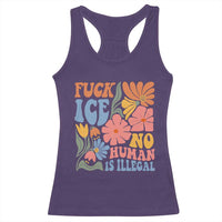 Fck Ice No Human Is Illegal Racerback Tank Top Immigration Rights Protest Rertro Floral