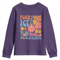 Fck Ice No Human Is Illegal Youth Sweatshirt Immigration Rights Protest Rertro Floral