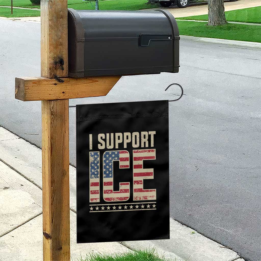 I Support ICE Garden Flag Immigration Officers Vintage American Flag
