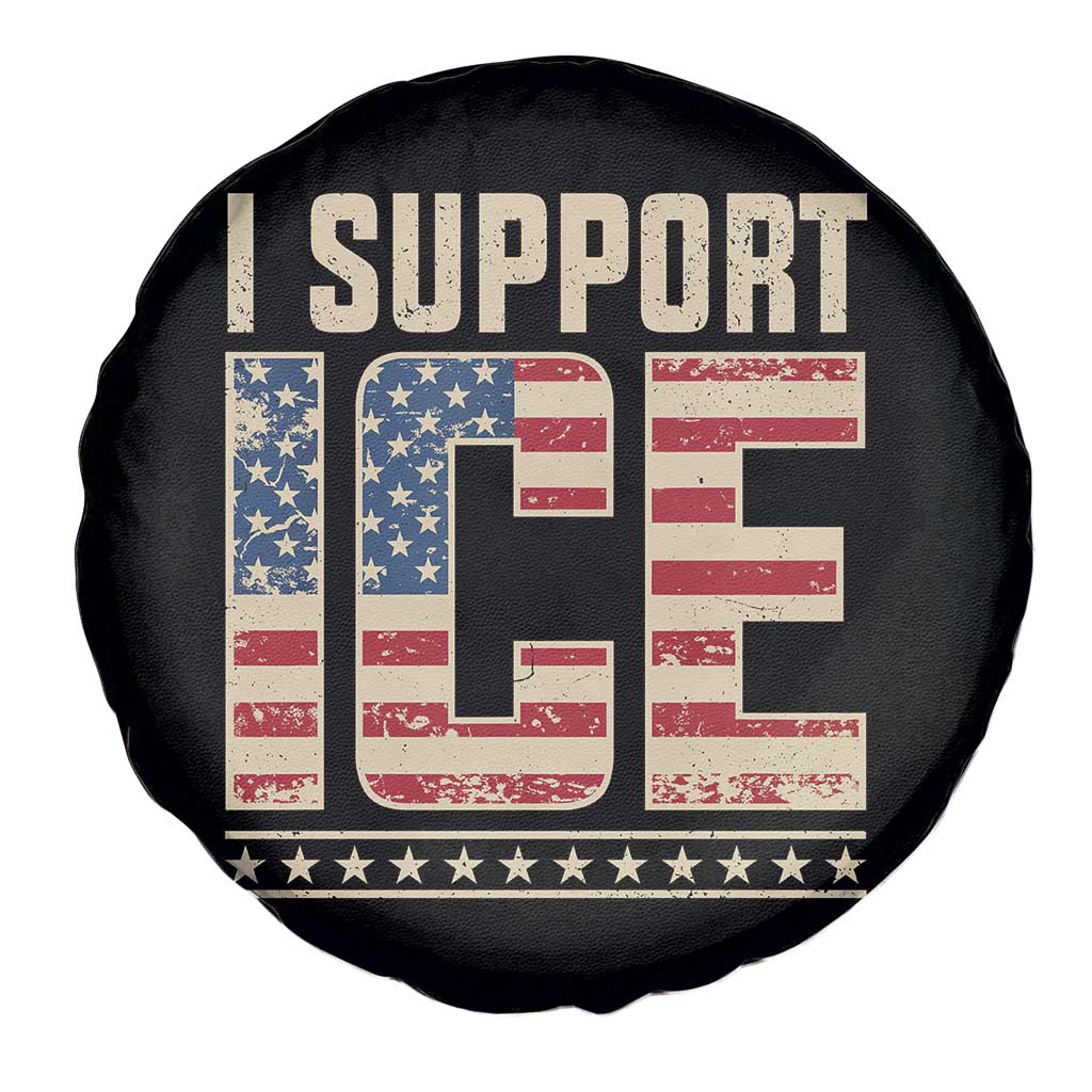 I Support ICE Spare Tire Cover Immigration Officers Vintage American Flag