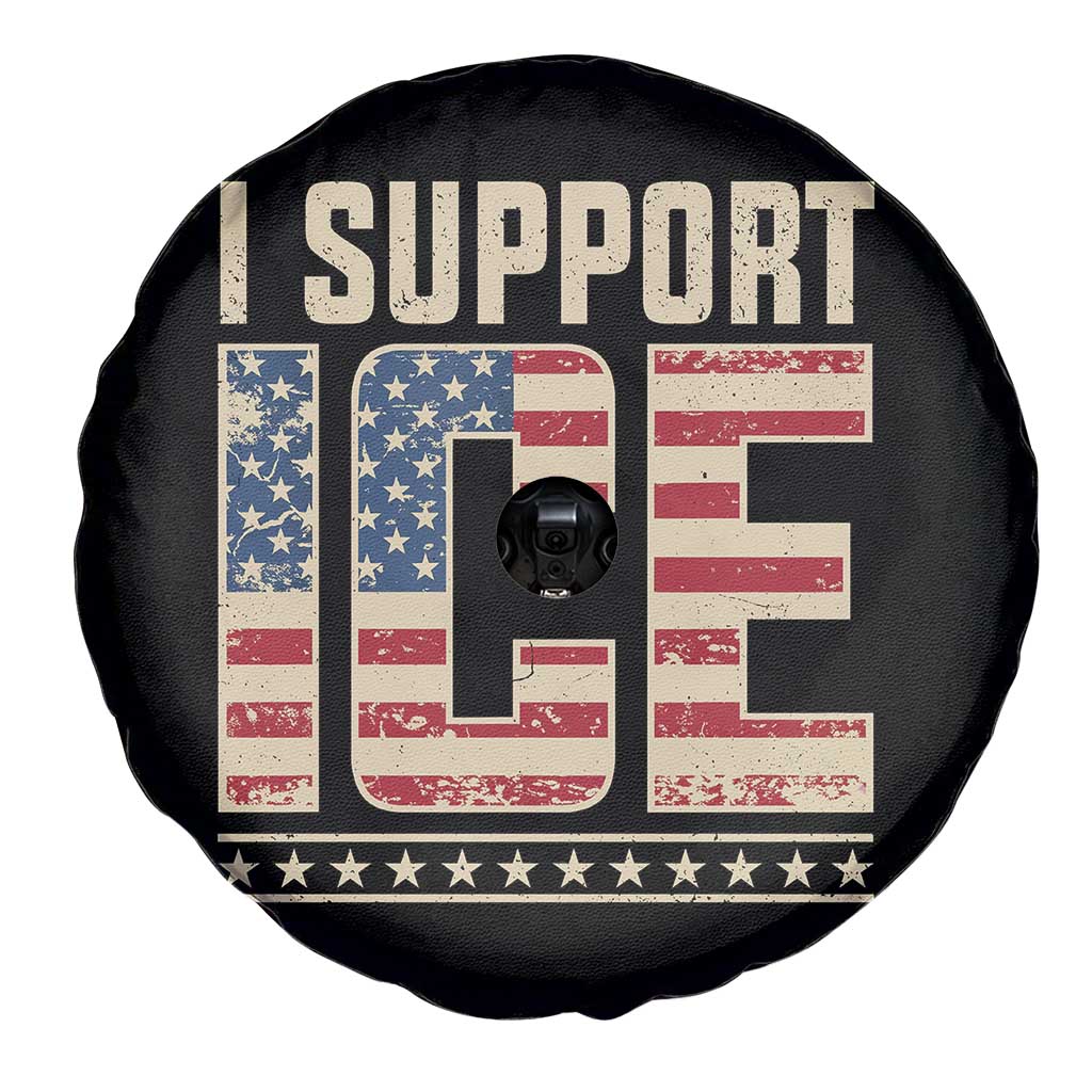 I Support ICE Spare Tire Cover Immigration Officers Vintage American Flag