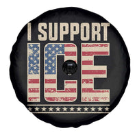 I Support ICE Spare Tire Cover Immigration Officers Vintage American Flag