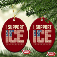 I Support ICE Ceramic Ornament Immigration Officers Vintage American Flag