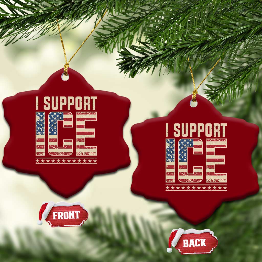 I Support ICE Ceramic Ornament Immigration Officers Vintage American Flag