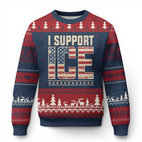 I Support ICE Ugly Christmas Sweater Immigration Officers Vintage American Flag