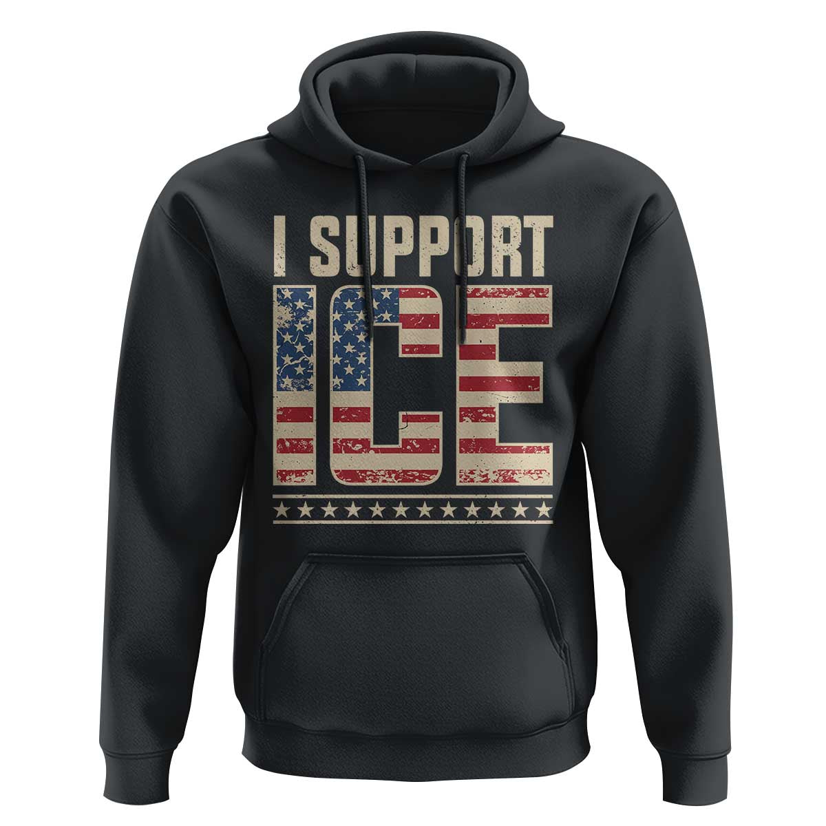 I Support ICE Hoodie Immigration Officers Vintage American Flag