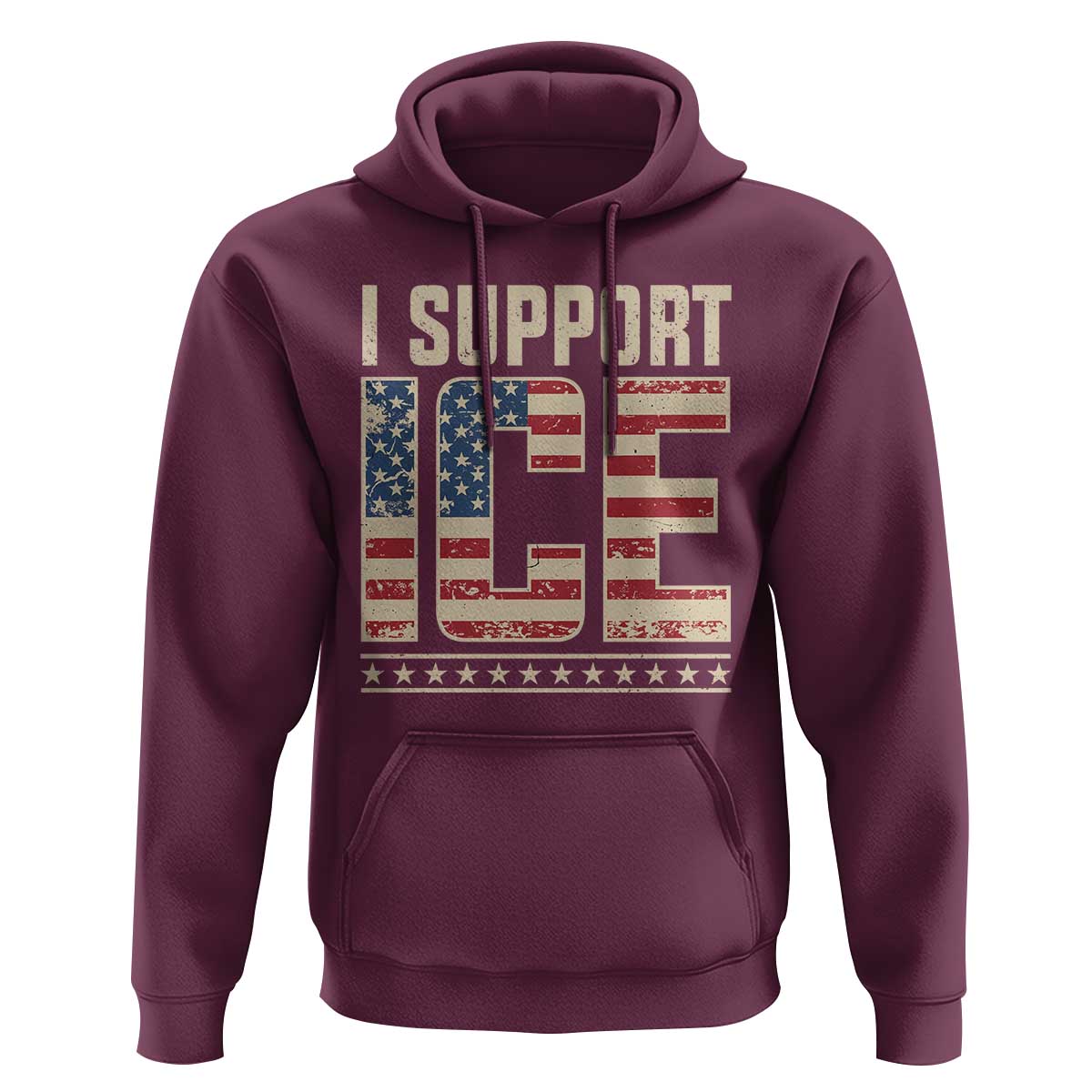 I Support ICE Hoodie Immigration Officers Vintage American Flag