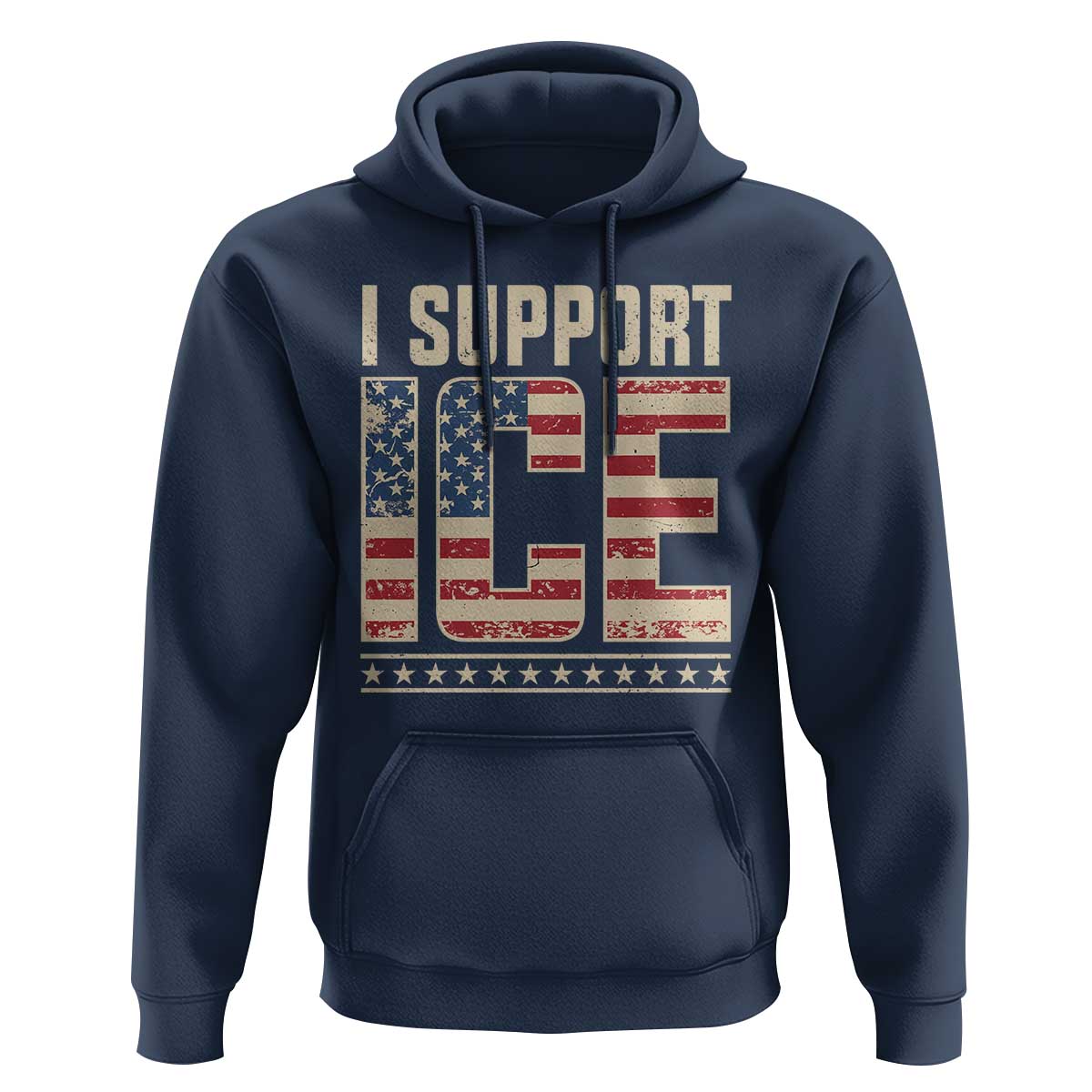 I Support ICE Hoodie Immigration Officers Vintage American Flag