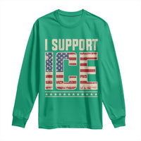I Support ICE Long Sleeve Shirt Immigration Officers Vintage American Flag