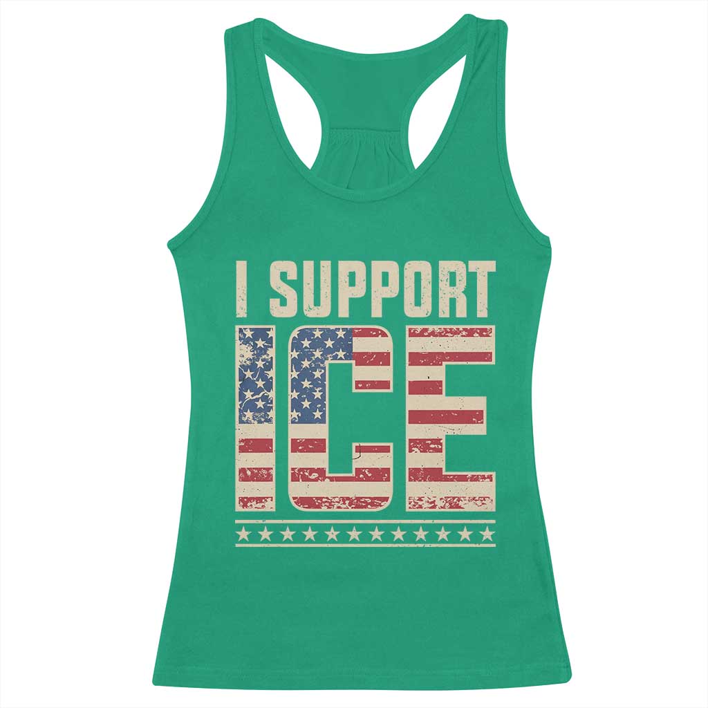 I Support ICE Racerback Tank Top Immigration Officers Vintage American Flag