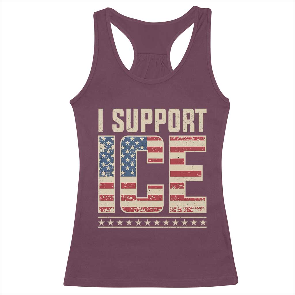 I Support ICE Racerback Tank Top Immigration Officers Vintage American Flag