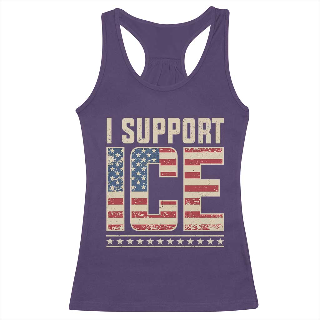 I Support ICE Racerback Tank Top Immigration Officers Vintage American Flag