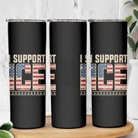 I Support ICE Skinny Tumbler Immigration Officers Vintage American Flag