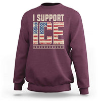 I Support ICE Sweatshirt Immigration Officers Vintage American Flag