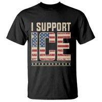 I Support ICE T Shirt Immigration Officers Vintage American Flag