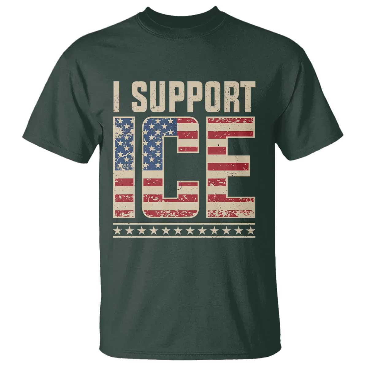 I Support ICE T Shirt Immigration Officers Vintage American Flag