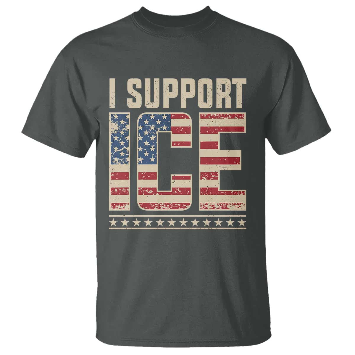 I Support ICE T Shirt Immigration Officers Vintage American Flag
