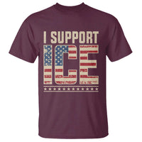 I Support ICE T Shirt Immigration Officers Vintage American Flag