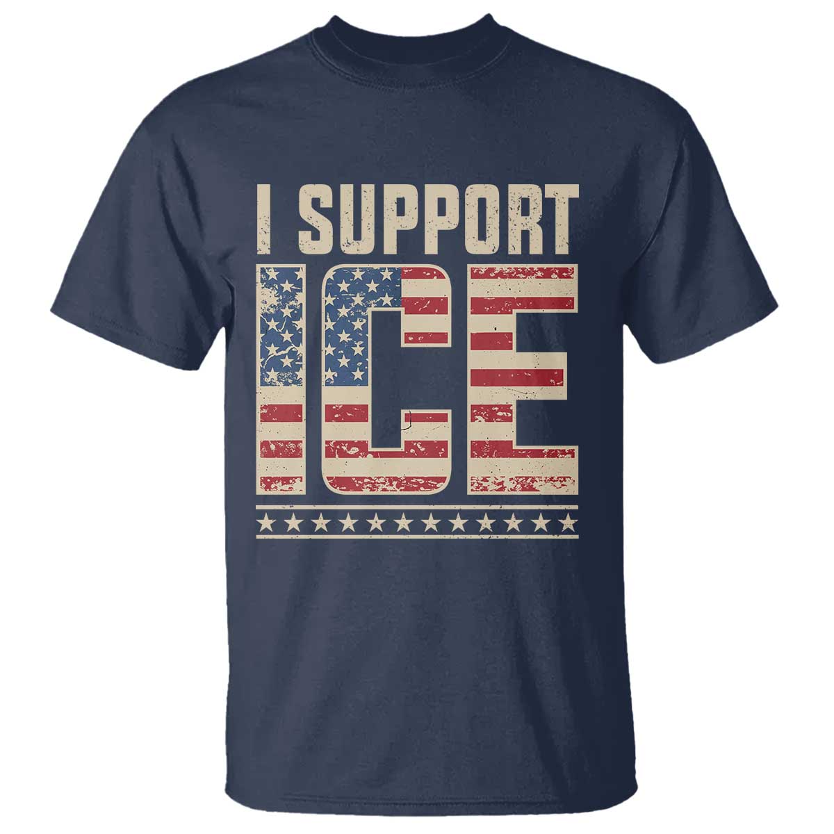 I Support ICE T Shirt Immigration Officers Vintage American Flag
