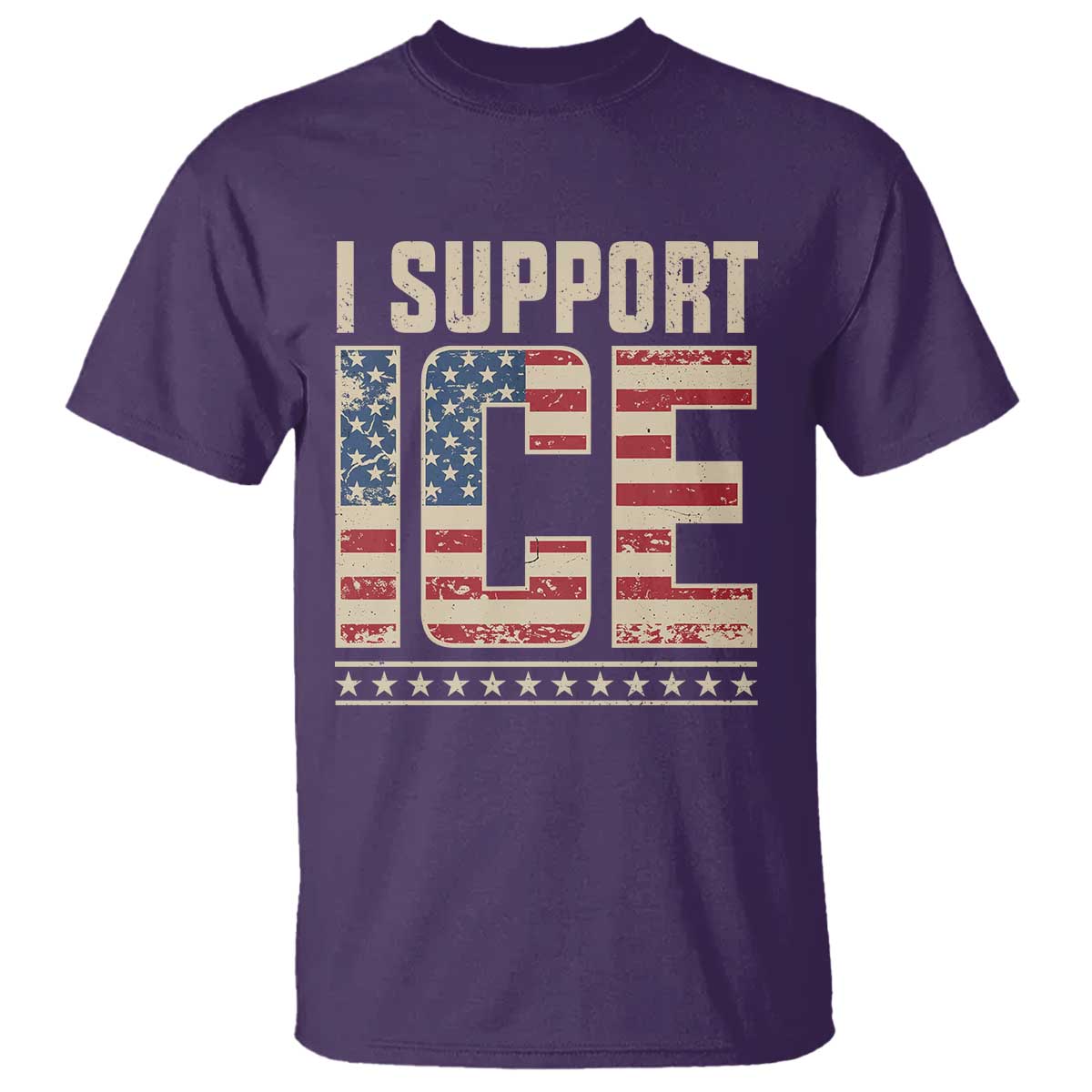 I Support ICE T Shirt Immigration Officers Vintage American Flag