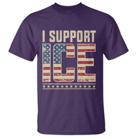 I Support ICE T Shirt Immigration Officers Vintage American Flag