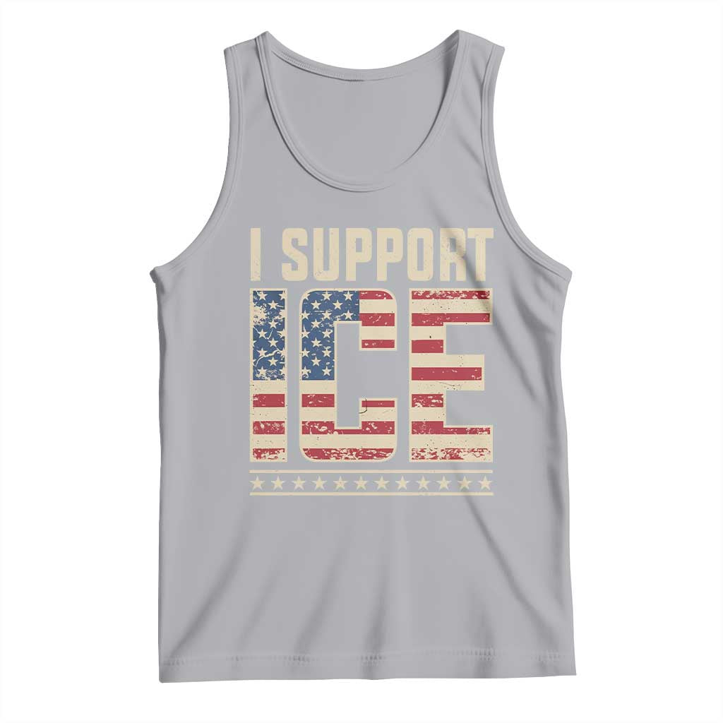 I Support ICE Tank Top Immigration Officers Vintage American Flag