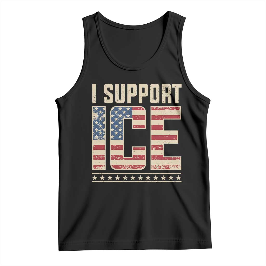 I Support ICE Tank Top Immigration Officers Vintage American Flag
