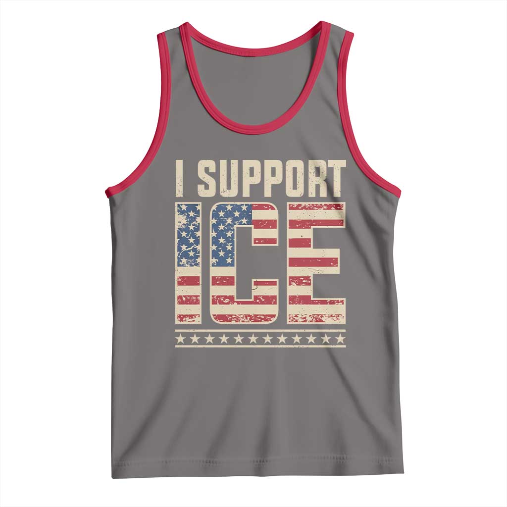 I Support ICE Tank Top Immigration Officers Vintage American Flag