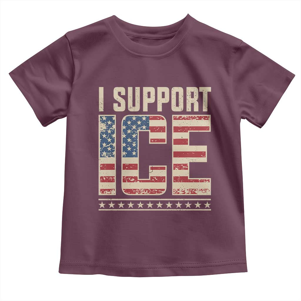 I Support ICE Toddler T Shirt Immigration Officers Vintage American Flag