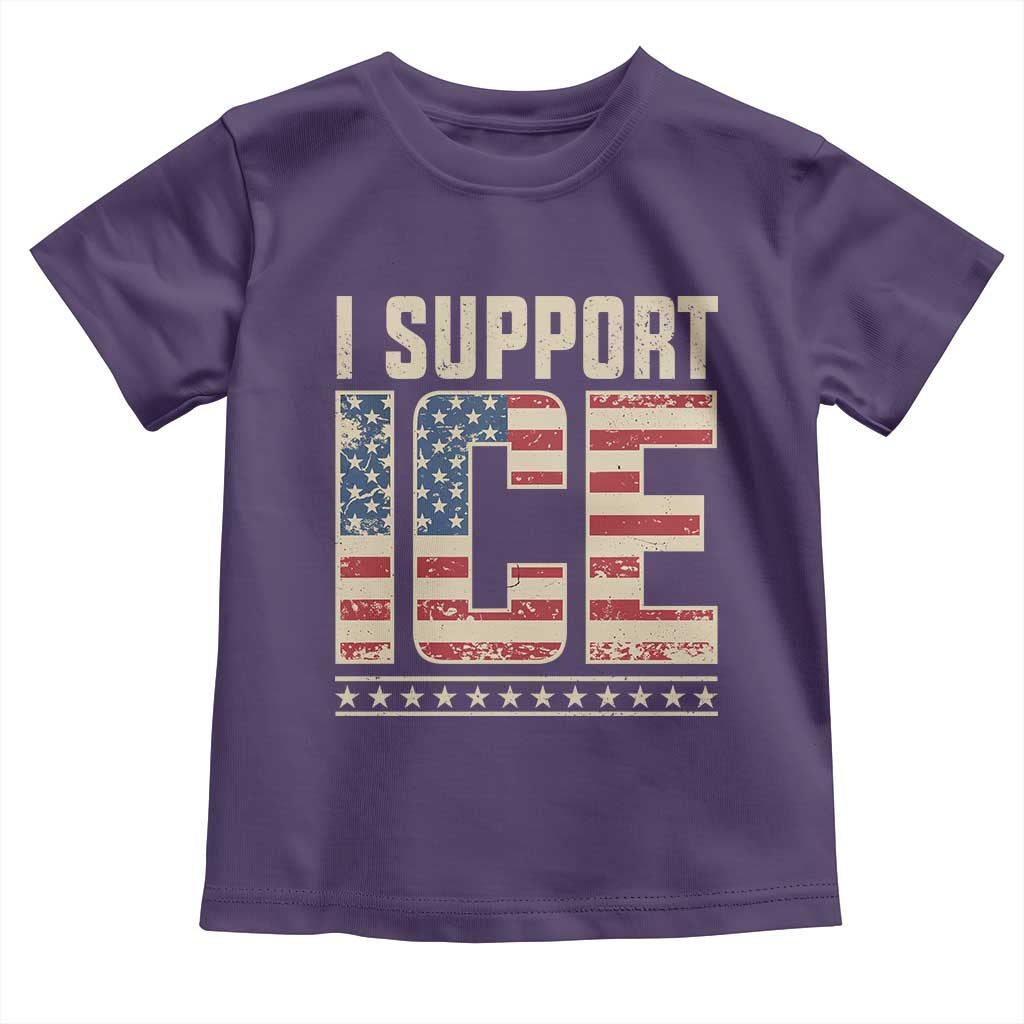 I Support ICE Toddler T Shirt Immigration Officers Vintage American Flag