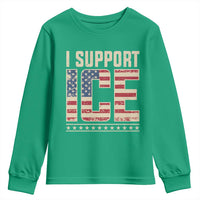 I Support ICE Youth Sweatshirt Immigration Officers Vintage American Flag