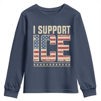 I Support ICE Youth Sweatshirt Immigration Officers Vintage American Flag
