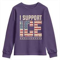 I Support ICE Youth Sweatshirt Immigration Officers Vintage American Flag