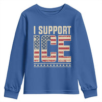 I Support ICE Youth Sweatshirt Immigration Officers Vintage American Flag