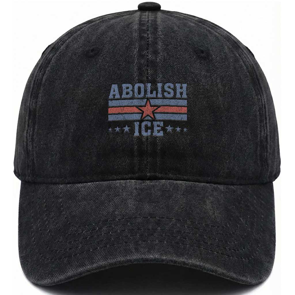 Abolish Ice Washed Cotton Baseball Cap Resist Support Immigrants Refugees