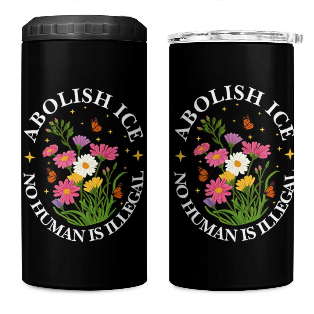 Abolish Ice No Human Is Illegal 4 in 1 Can Cooler Tumbler Immigration Rights Protest