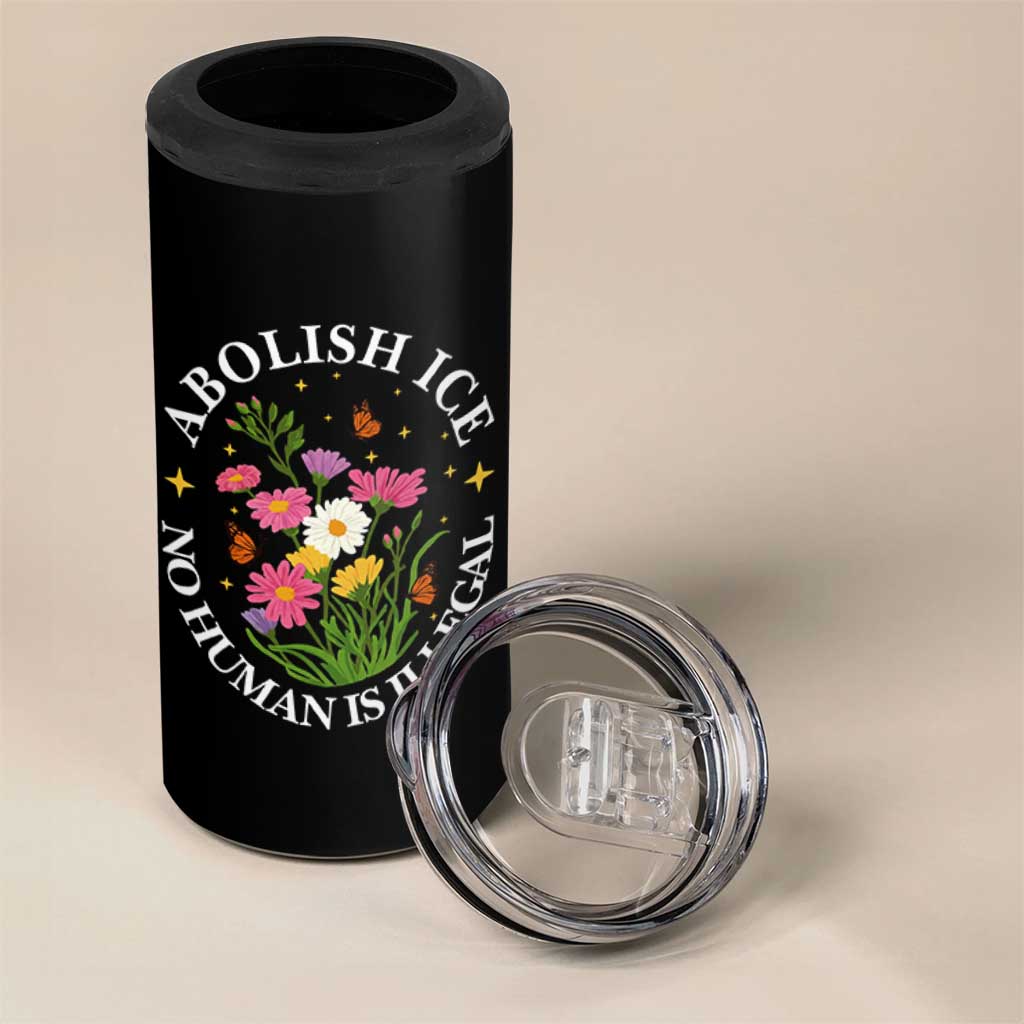 Abolish Ice No Human Is Illegal 4 in 1 Can Cooler Tumbler Immigration Rights Protest