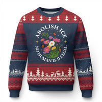 Abolish Ice No Human Is Illegal Ugly Christmas Sweater Immigration Rights Protest