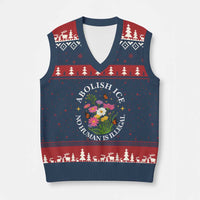 Abolish Ice No Human Is Illegal V-Neck Knit Sweater Vest Immigration Rights Protest